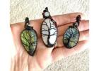 Black Wire Wrap Gemstone Tree Pendants