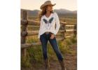 Women's Embroidered Boho Western Peasant Top
