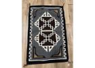 Handwoven Southwestern Geometric Rug – Black & Gray